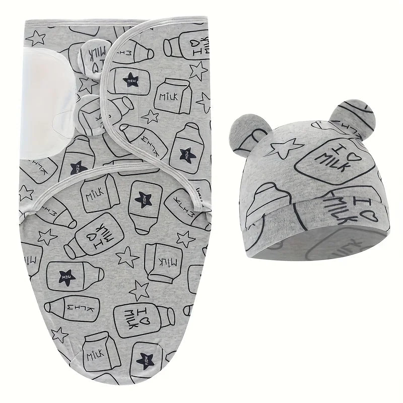 1PC Baby Swaddle Set with Hat