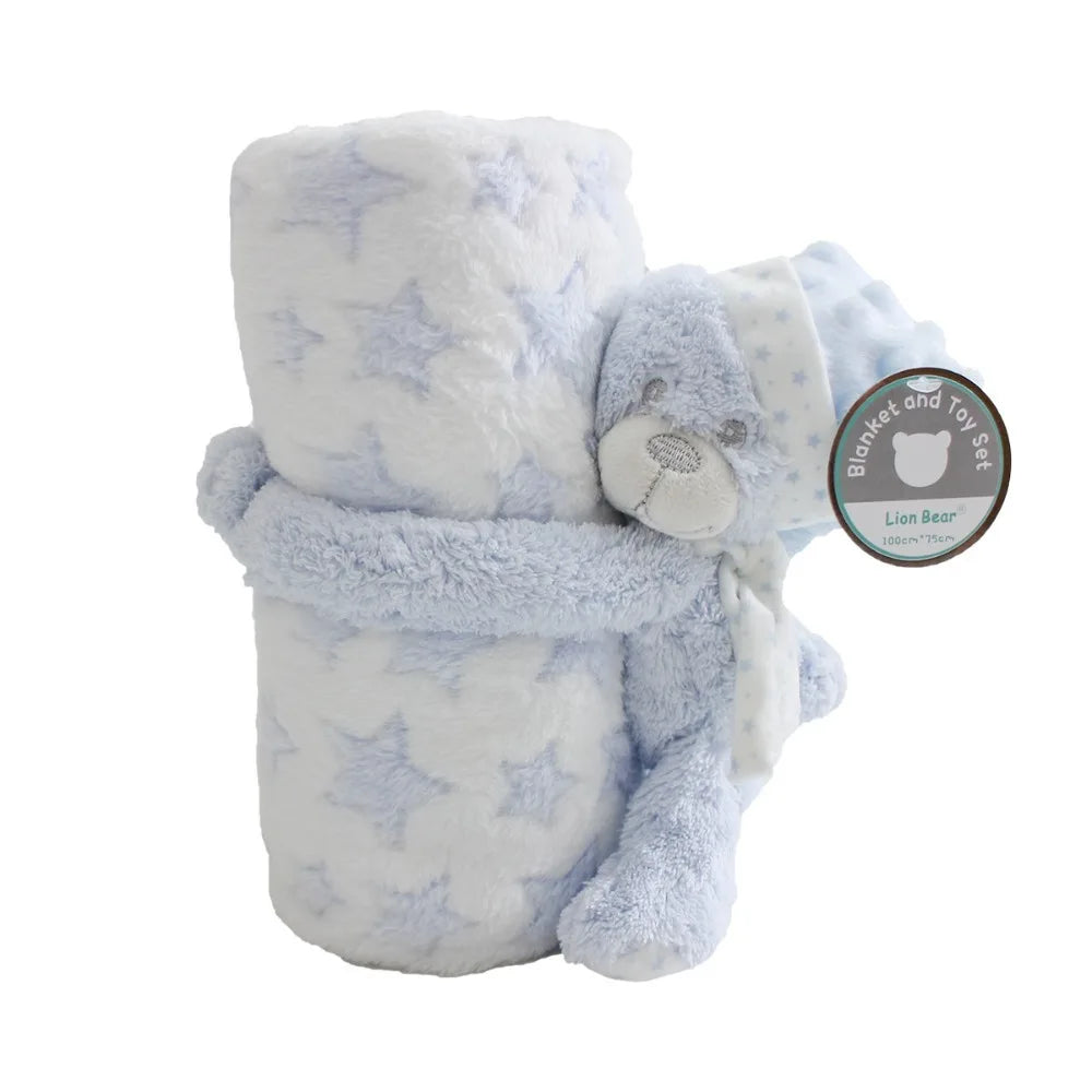 2pcs/set Stuffed Animal Plush Baby Blanket