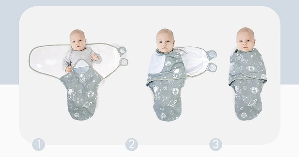 0-3M Newborn Baby Swaddle Wrap 100% Cotton
