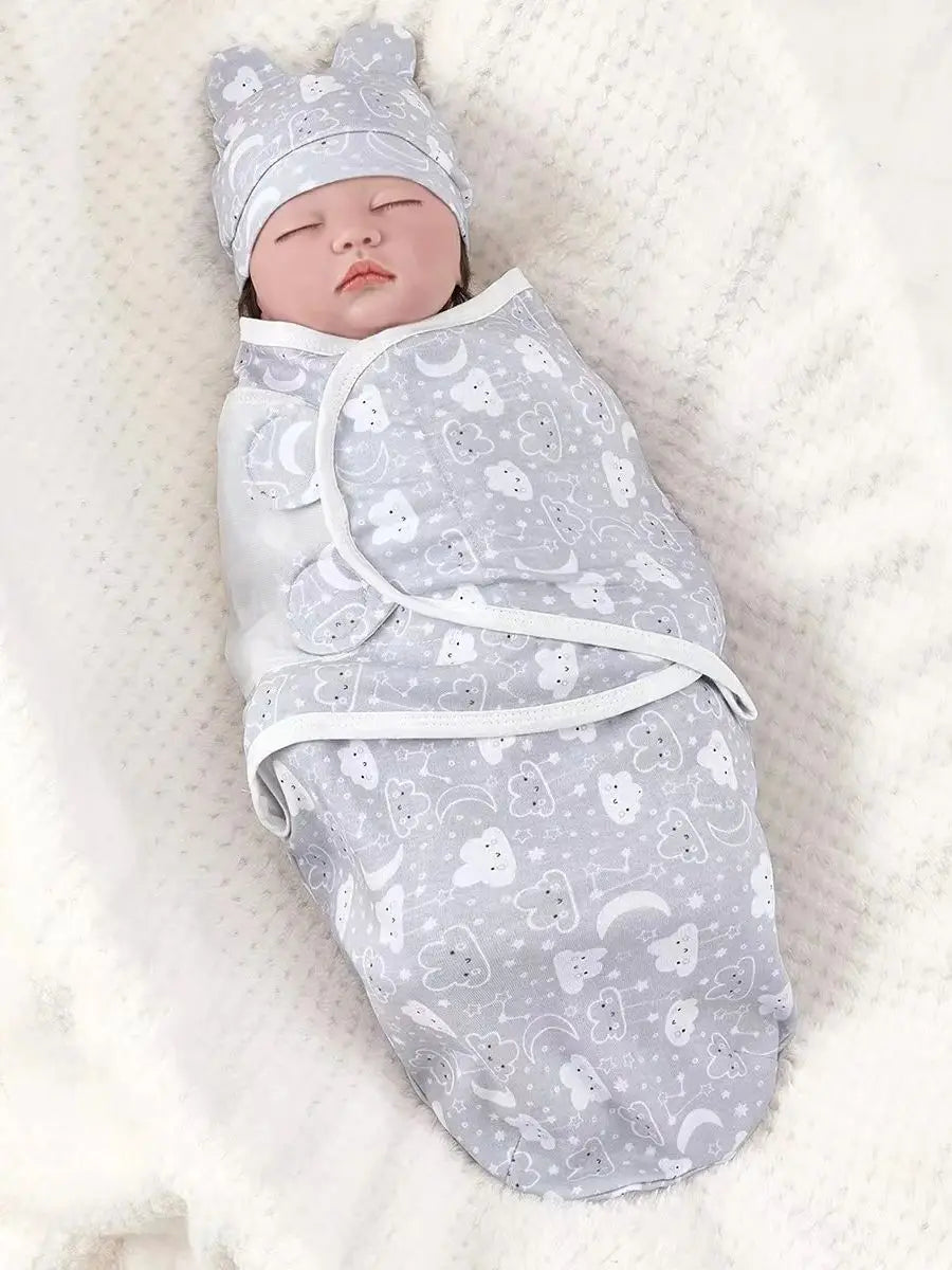 Baby Swaddle Blanket W/ Matching Hat Set
