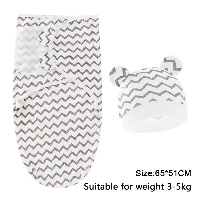 Baby Swaddle Blanket W/ Matching Hat Set