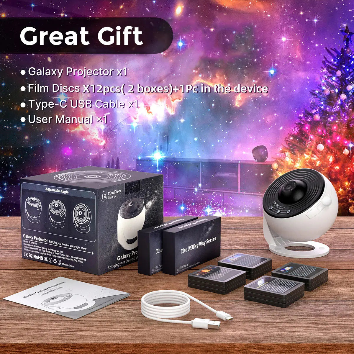 13 In 1 Galaxy Ultra Star Projector HD Image Area LED Night Light