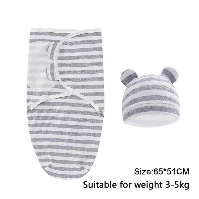 Baby Swaddle Blanket W/ Matching Hat Set
