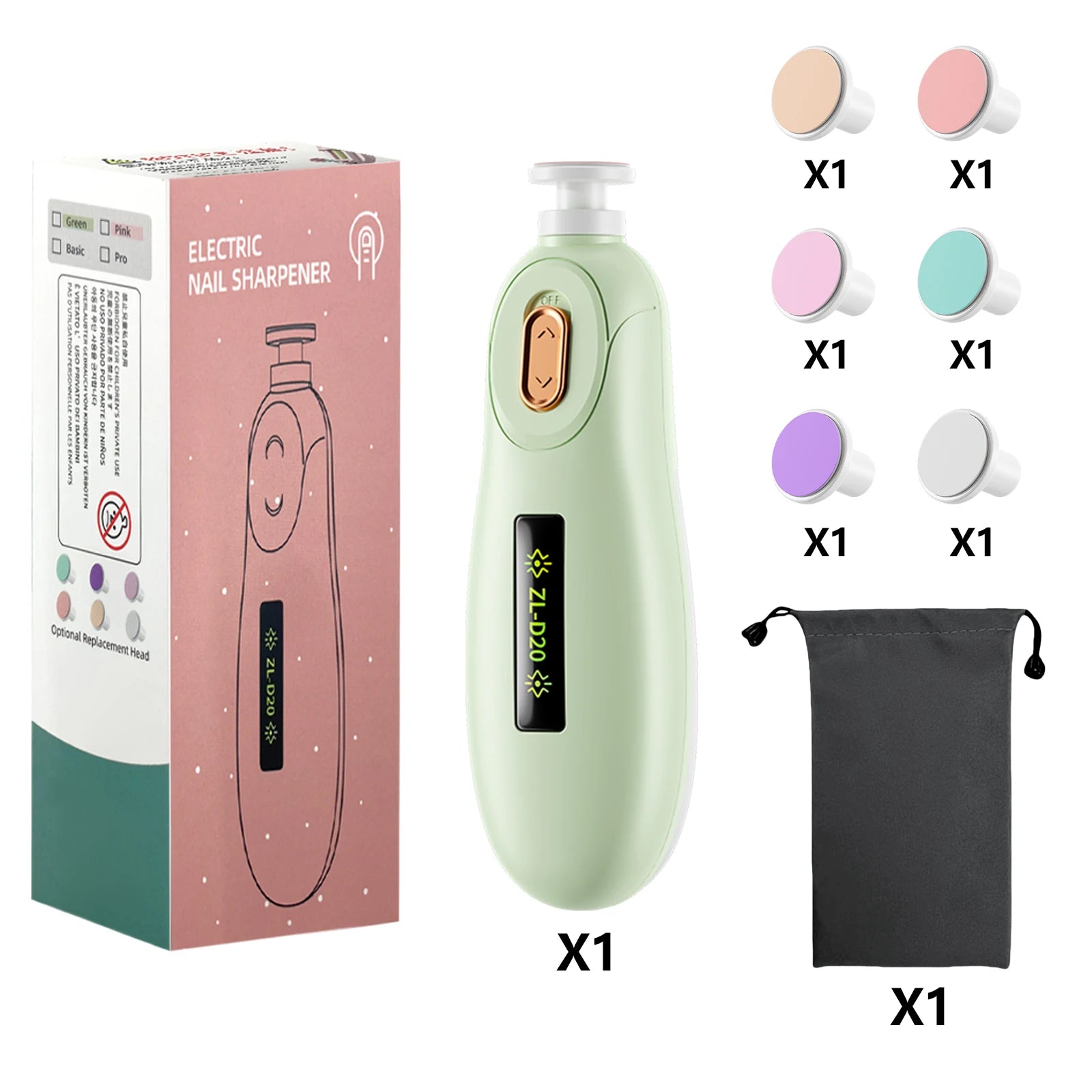 Baby Nail File Electric Baby Nail Care Set with LED Light