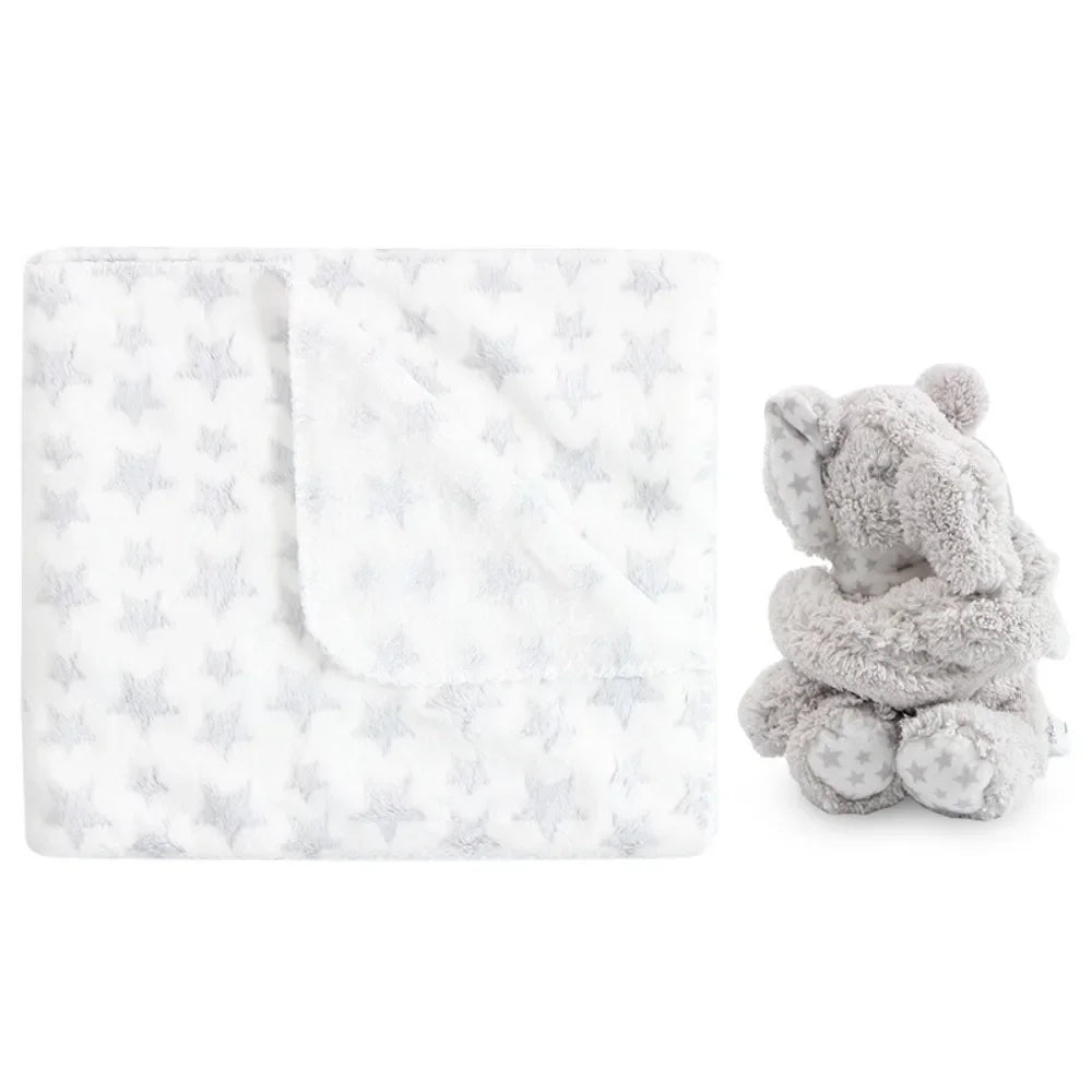2pcs/set Stuffed Animal Plush Baby Blanket