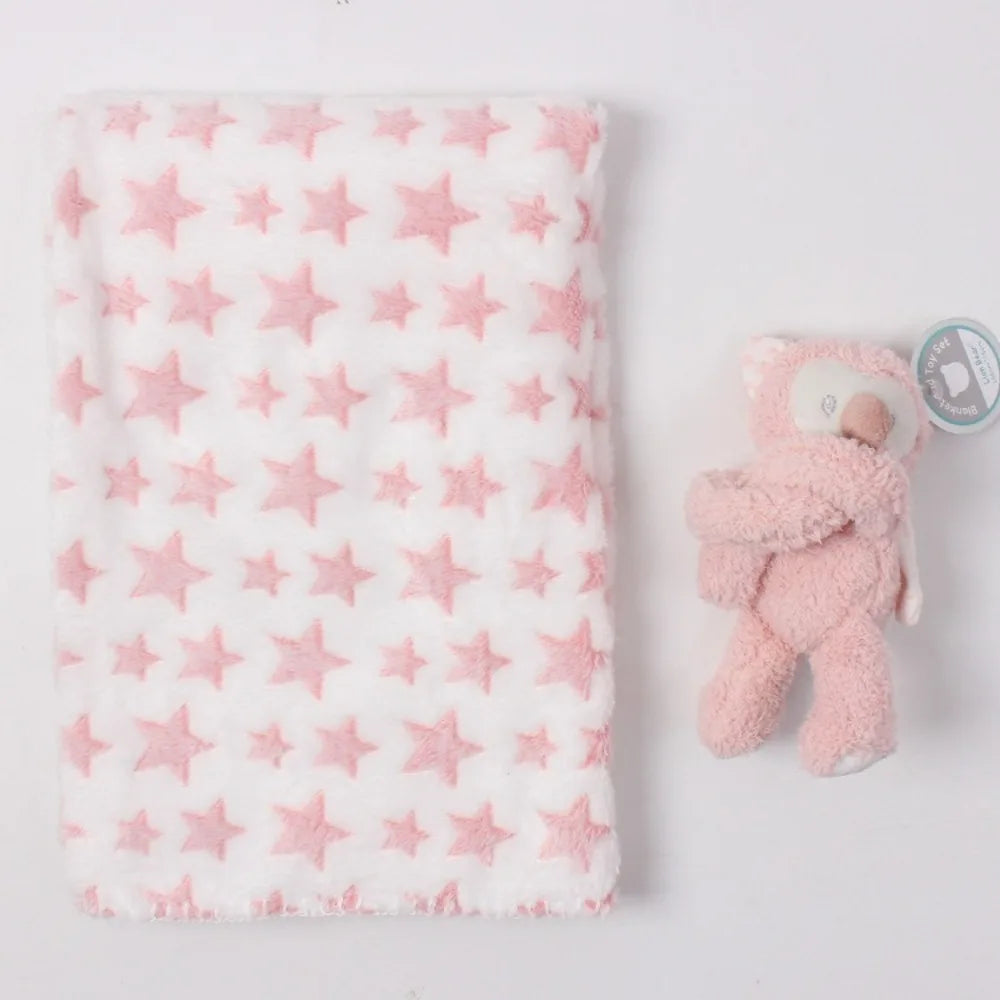 2pcs/set Stuffed Animal Plush Baby Blanket
