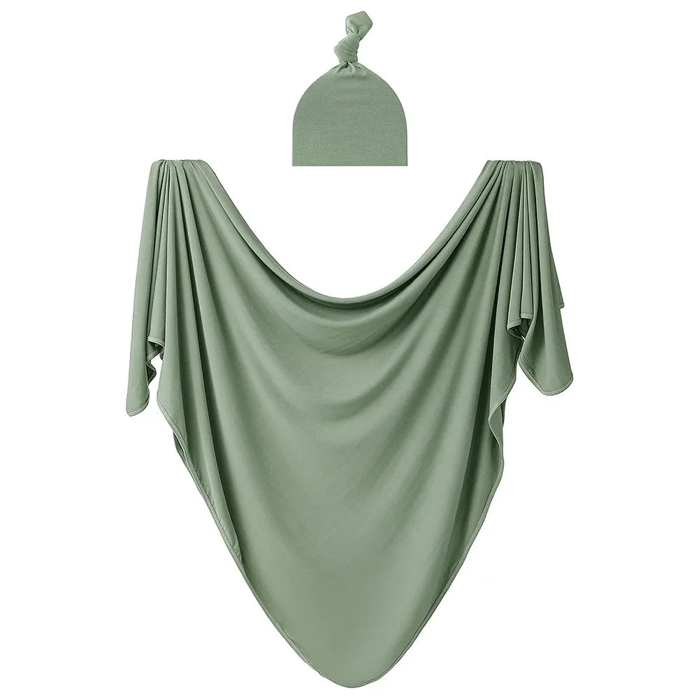 Baby Swaddle Set with Matching Hat - Soft Polyester, Anti-Tremor Design for Newborns