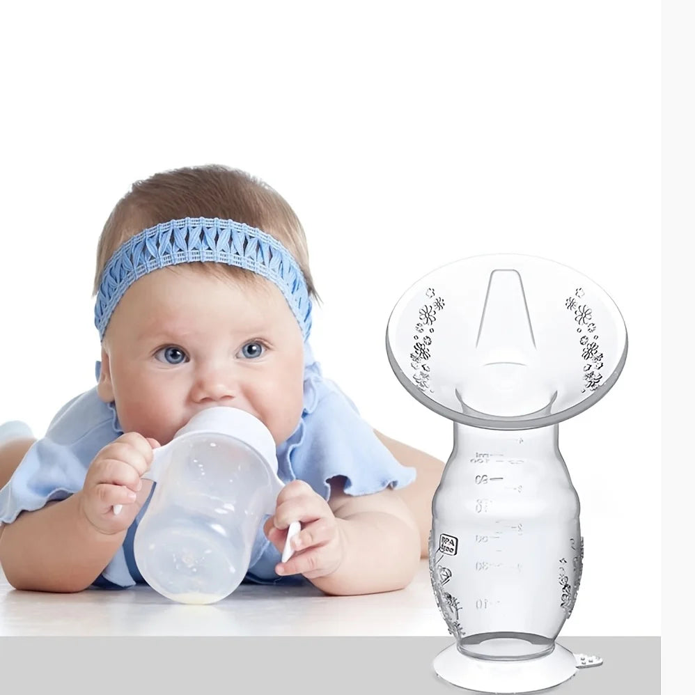 Manual Breast Pump with Scale&Diversion Trench, Soft Silicone Breastfeeding Pump