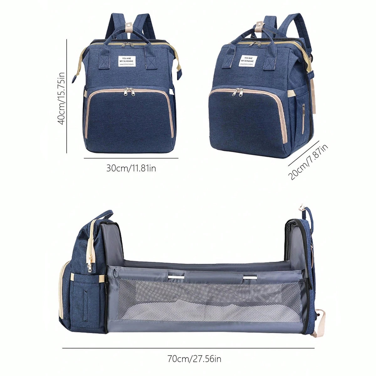 Foldable Bed, Diaper bag With Changing Station