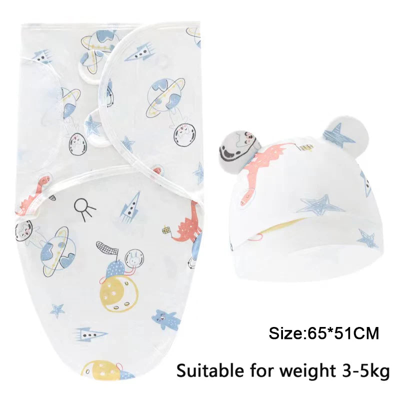 Baby Swaddle Blanket W/ Matching Hat Set