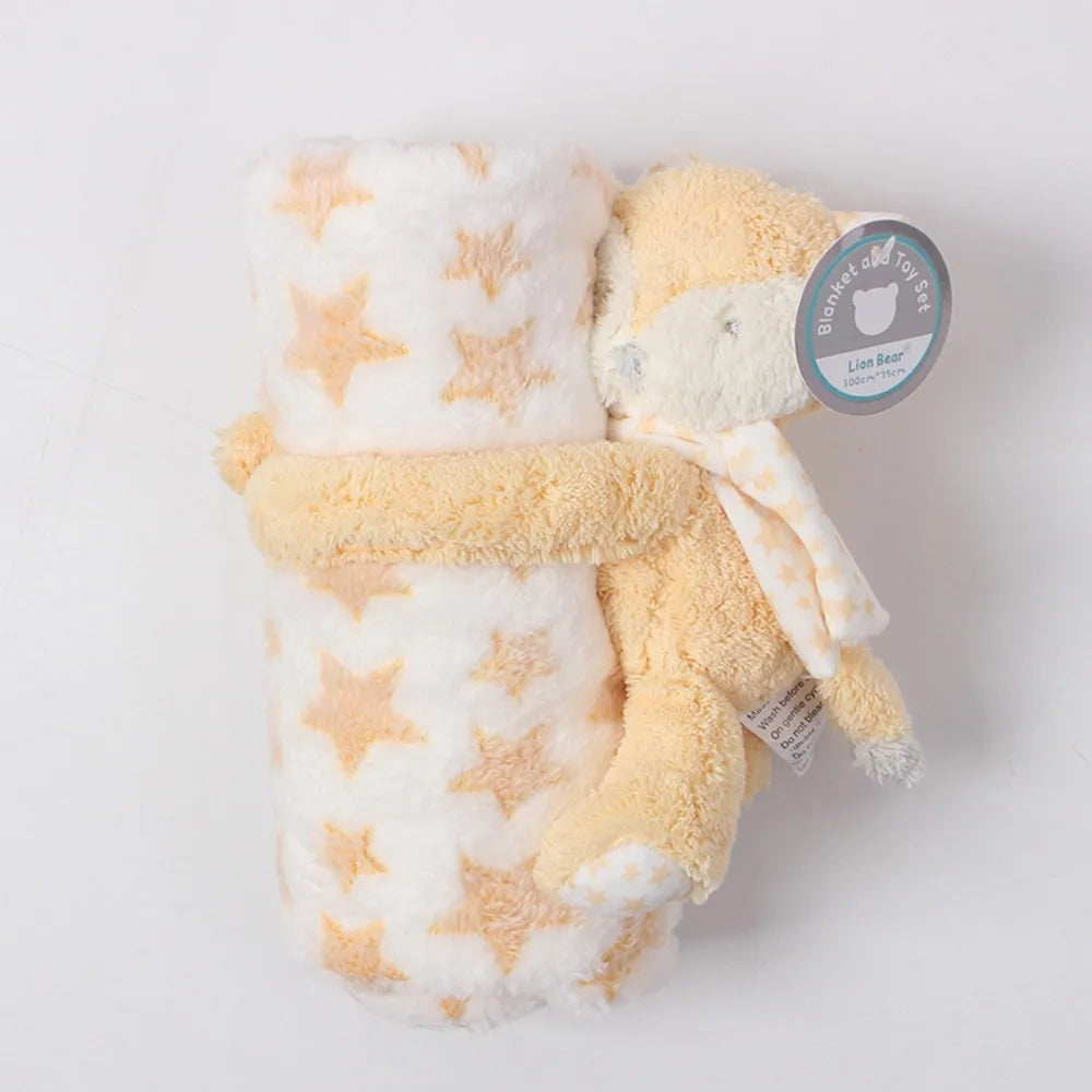 2pcs/set Stuffed Animal Plush Baby Blanket