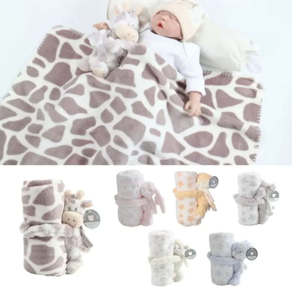 2pcs/set Stuffed Animal Plush Baby Blanket