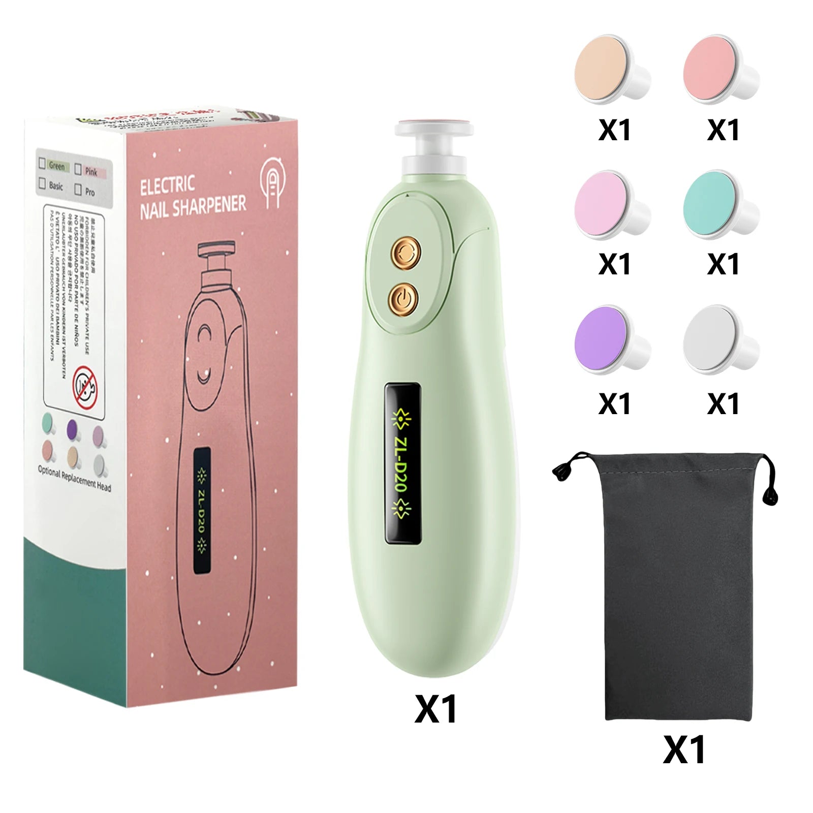 Baby Nail File Electric Baby Nail Care Set with LED Light