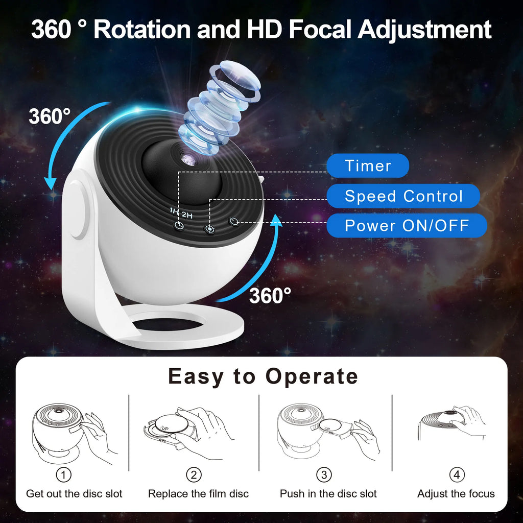 13 In 1 Galaxy Ultra Star Projector HD Image Area LED Night Light