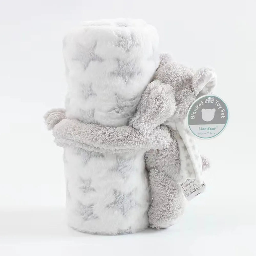 2pcs/set Stuffed Animal Plush Baby Blanket
