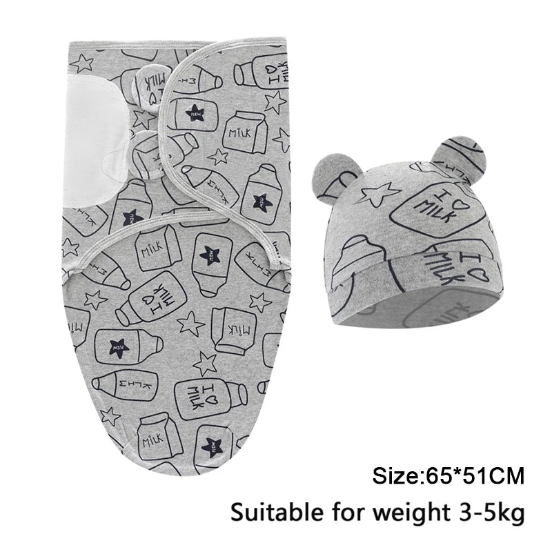 Baby Swaddle Blanket W/ Matching Hat Set