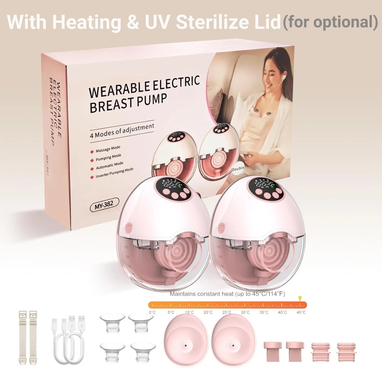 Hands-Free Wearable Breast Pump – Heating & UV Sterilizer