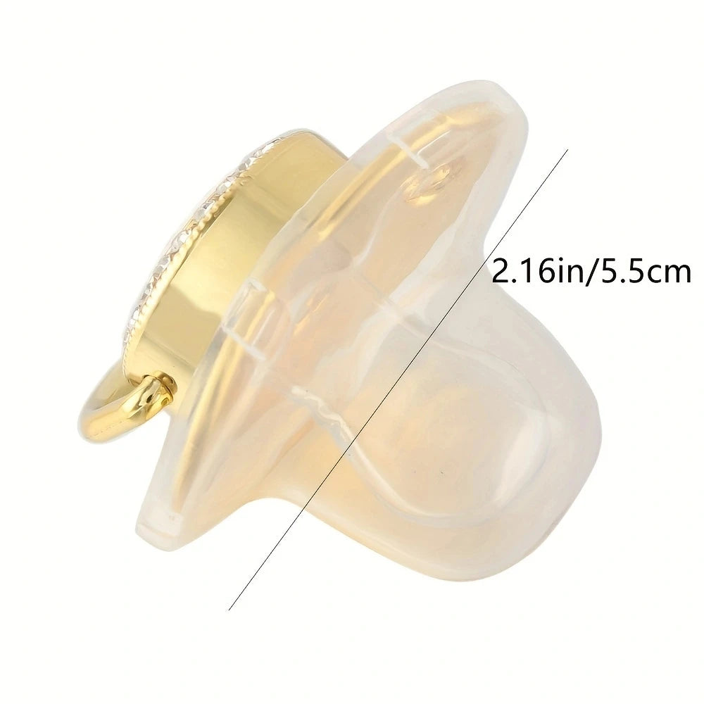 26 Letters Golden Baby Pacifier With Diamond Chain Clip
