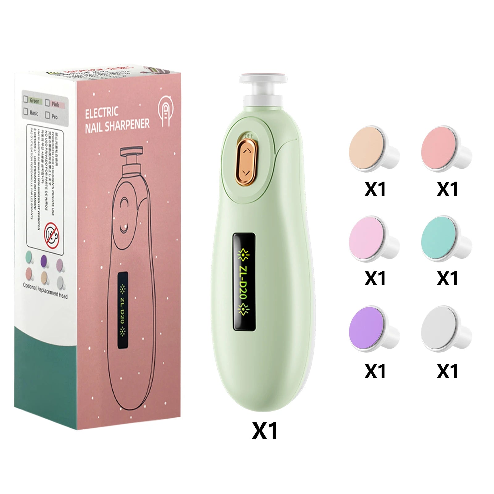 Baby Nail File Electric Baby Nail Care Set with LED Light