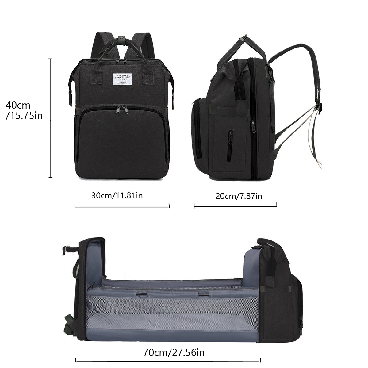Foldable Bed, Diaper bag With Changing Station